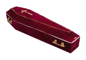 Гроб обитый тканью (бархат) красный