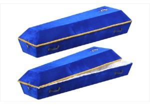 Гроб обитый тканью (бархат) синий