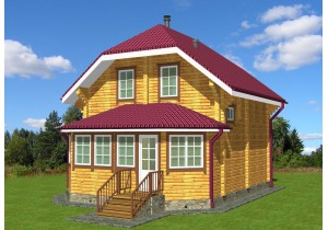 Одноэтажный дом из бревна с мансардой