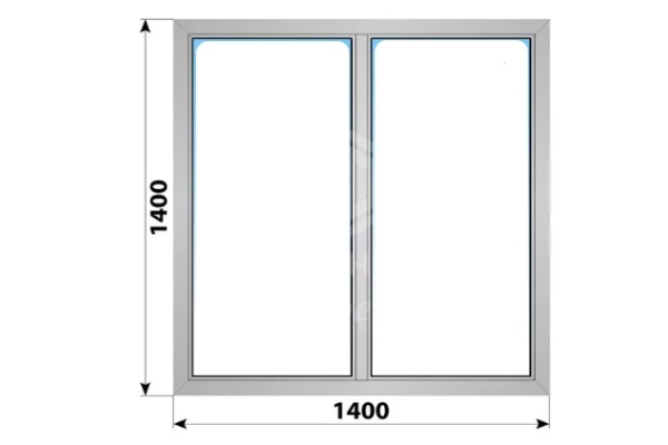 Двухстворчатое алюминиевое окно 1400x1400 Г-Г