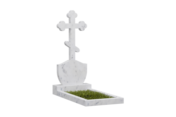Памятник из белого мрамора на кладбище