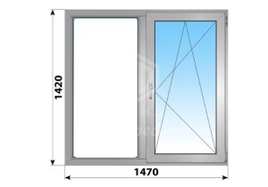 Двухстворчатое алюминиевое окно 1470x1420 Г-ПО