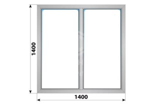 Двухстворчатое алюминиевое окно 1400x1400 Г-Г