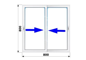 Алюминиевое раздвижное окно 800x800 2 створки